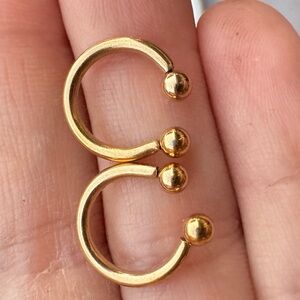 Solid 14k yellow gold septum piercing/regular ear piercings- set